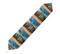 Surf's Up Surfboard Table Runner for Dining Table, Short Plush Runners Washable & Durable Tablerunner Modern Home Decor for Wedding, Kitchen, Holiday 229*33cm