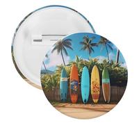 Surf's Up Surfboard Tinplate Badge Personalized Round Brooch Large Craft Button Suitable for Teachers, Nurses, Doctors, Staff, Party Gift Accessories, 20pcs, Plastic, plastics