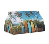 Surf's Up Surfboard Tissue Box Cover Rectangle Modern PU Leather Tissue Holder Farmhouse Napkin Holders Decorative Tissues Box Holder for Bathroom Kitchen Office Bedroom Dresser
