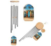 Surf's Up Surfboard Wind Chimes for Outside 20.5 Inch Small Windchime