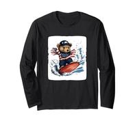 Surf's Up with Teddy Bear and All-American Surfboard Long Sleeve T-Shirt