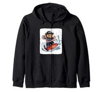 Surf's Up with Teddy Bear and All-American Surfboard Zip Hoodie