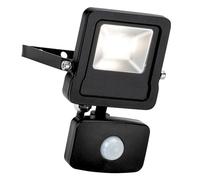 Surge Matt Black 10W Weatherproof Outdoor Security Light Flood Lights LED with Motion Activated PIR Cool White 4000K IP44 Rated