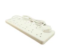 Surge Protected 10 Gang UK Extension Lead RFI Mains & BT Protection 2m White