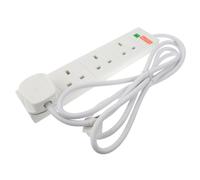 Surge Protected 4 Gang Way Mains Extension Socket UK 13A White 2m