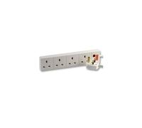 kenable Surge Protected 4 Gang Way Mains Extension Socket UK 13A White 8m