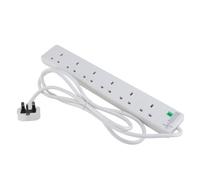 Surge-Protected 6-Gang UK Extension Lead 13A with 2m Cable White