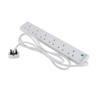 Surge-Protected 6-Gang UK Extension Lead 13A with 2m Cable White
