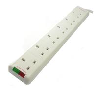 kenable Surge Protected 6 Gang Way Mains Extension Socket UK 13A White 1m