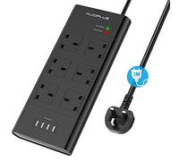 Surge Protected Extension Lead 3M, AUOPLUS 6 Way Power Strip with 4 USB Slots(3250W/13A), Multiple Plug Extension Socket with 3 Metre Long Cable, Wall Mountable Extension Cord for Home Office