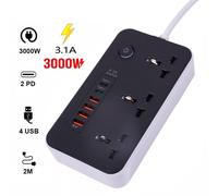 Surge Protected Extension Lead 4 USB 6 Gang Way Socket UK Mains Plug 2M Cable