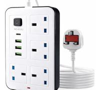 Surge Protected Extension Lead USB Slots, 4 Way Sockets 4 USB Ports- 8 IN 1 Export socket USB for home use, multi-functional British and European standard power strip, multi-hole power strip