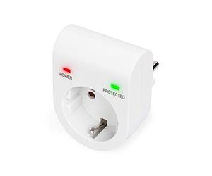 surge protector with power and protected LED safety outlet,16 A, 3.500W, TÜV-GS, CE-LVD, white