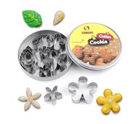 SurgeHai Small Flower & Leaf Shaped Cutters Set, Cookie Fondant Cutters, Cake Decorating Kits, Mini Cookie Cutters Set of 12, SFL12