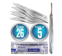 Surgical Blade No 26, Carbon Steel, Non Sterile, Pack of 5 with Holder No 4 SM265PK+4X1