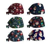 Surgical Cap Women Men Nurse Cap with Christmas Print Protective Adjustable Christmas Hat for Women Nurse Funny Printed Stand-Ear Scrub Caps Working Cooking Baseball Caps (4-F, One Size)