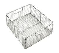 Surgical Dental Instrument Tray with Lid - Stainless Steel Mesh Perforated Basket for Orthopedic Tools, Rectangular Surgical Storage Box for Medical Use