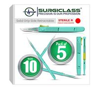 Surgical Scalpel Surgical Blades # 10 Surgical Steel Sterile ● Pack of 5 ● Retractable ● Perfect for Wood Art, Surgical, Sculpting, Repairs, Lab Anatomy, Sign, Card Making Lab Training SURGISID10-5
