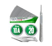 Surgical Scalpel Surgical Blades # 10A Stainless Steel Sterile Pack of 20 and Handle No 3 Perfect for wood art, Surgical, Sculpting, Repairs, Lab Anatomy, Sign, Card Making Lab Training SURGIGR10A-20