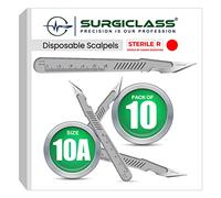 Surgical Scalpel Surgical Blades # 10A Surgical Steel Sterile ● Pack of 10 ● Disposable ● Perfect for wood art, Surgical, Sculpting, Repairs, Lab Anatomy, Sign, Card Making Lab Training SURGISTD10A-10