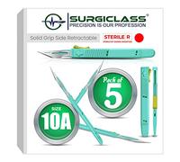 Surgical Scalpel Surgical Blades # 10A Surgical Steel Sterile ● Pack of 5 ● Retractable ● Perfect for Wood Art, Surgical, Sculpting, Repairs, Lab Anatomy, Sign, Card Making Lab Training SURGISID10A-5