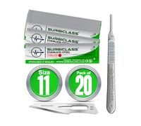 Surgical Scalpel Surgical Blades # 11 Stainless Steel Sterile and Handle No 3 Perfect for Wood Art, Surgical, Sculpting, Repairs, Lab Anatomy, Sign, Card Making Lab TRAI SURGIGR11-20