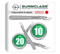 Surgical Scalpel Surgical Blades # 20 Surgical Steel Sterile ● Pack of 10 ● Disposable ● Perfect for Wood Art, Surgical, Sculpting, Repairs, Lab Anatomy, Sign, Card Making Lab Training SURGISTD20-10
