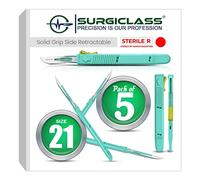 Surgical Scalpel Surgical Blades # 21 Surgical Steel Sterile ● Pack of 5 ● Retractable ● Perfect for wood art, Surgical, Sculpting, Repairs, Lab Anatomy, Sign, Card Making Lab Training SURGISID21-5