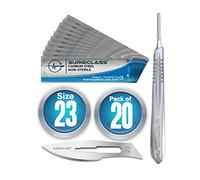 Surgical Scalpel Surgical Blades # 23 Carbon Steel Non Sterile Pack of 20 and Handle No 4 Perfect for wood art, Surgical, Sculpting, Repairs, Lab Anatomy, Sign, Card Making Lab Training SURGIBL23-20