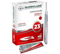Surgical Scalpel Surgical Blades # 23 Carbon Steel Sterile Box of 100 and Handle No 4 Perfect for Wood Art, Surgical, Sculpting, Repairs, Lab Anatomy, Sign, Card Making Lab Training SURGIRD23-100