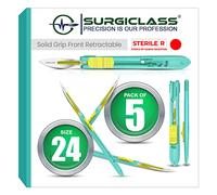 Surgical Scalpel Surgical Blades # 24 Surgical Steel Sterile ● Pack of 5 ● Retractable ● Perfect for wood art, Surgical, Sculpting, Repairs, Lab Anatomy, Sign, Card Making Lab Training SURGIFRONT24-5