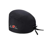 Surgical Scrub Caps & Sweatband Ajustable Tie Cotton Breathable Adjustable Bouffant Caps Sweatband Hats Tie Back for Surgeon Doctor Nurse Working Hat Chef Hat Black