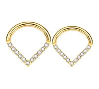 Surgical Septum Daith Tragus Cartilage Piercing Jewellery Teardrop Nose Hoop Cube Zircon Paved Rabbit Earrings (Gold, A)