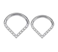 Surgical Septum Daith Tragus Cartilage Piercing Jewellery Teardrop Nose Hoop Cube Zircon Paved Rabbit Earrings (Silver, A)