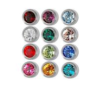 Surgical Steel 4mm Ear piercing Earrings studs 12 pair Mixed Colors White Metal by Caflon