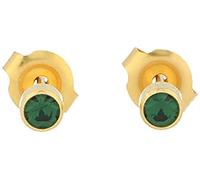 Surgical Steel Gold Plated Sterile Stud Earrings 4 mm Frame with Stone dark green