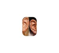 Surgical Steel Helix Piercing Jewellery - 4 Pairs Hypoallergenic Flat Back Earrings Studs for Sleeper Non Tarnish Silver Gold Plated Earrings Stack for Cartilage Helix Tragus Conch Piercing - Band