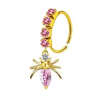 Surgical Steel Nose Rings, 1pcs 20GHoop Tragus Helix Piercing Jewellery Hoop and Spider Shaped with Cubic Zirconia, Gold, Style 2-Pink