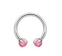 Surgical Steel Septum Rings 16g Tragus Piercing Jewelry for Women Opal Horseshoe Septum Hoop Silver Cartilage Earrings 16 Gauge 10mm Daith Piercing Jewelry Internally Threaded Septum Ring