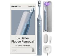 SURI 2.0 Sonic Electric Toothbrush with Pressure Sensor & UV-Cleaning Travel Case | 35+ Day Battery | UK’s No.1 Rated | Sustainable Electric Toothbrush Adults | Sonic Toothbrushes | Blue
