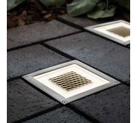Suri 365 Onyx Half Brick Solar LED Deck Light - Silver - Set of 2