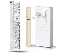 SURI Silver Modern Mezuzah Case with a Gift Box, Self Stick Mezuzah with scroll for door, Jewish Mezuza 5” waterproof for outdoors. Home Blessing and Protection Cover (1 piece, White)