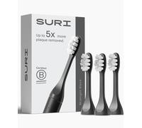 SURI Recyclable Plant-Based, Electric Toothbrush Heads - Long Lasting Replacement Heads | Compatible Only with SURI Sonic Electric Toothbrush - Midnight Black, Pack of 3