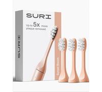 SURI Recyclable Plant-Based, Electric Toothbrush Heads - Built-in Tongue Scraper, Long Lasting Replacement Heads | Compatible Only with SURI Sonic Electric Toothbrush - Sunset Bloom, Pack of 3
