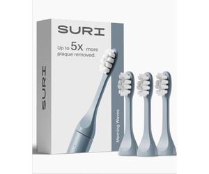 SURI Recyclable Plant-Based, Electric Toothbrush Heads - Long Lasting Replacement Heads | Compatible Only with SURI Sonic Electric Toothbrush - Morning Waves, Pack of 3