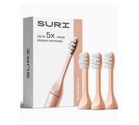 SURI Recyclable Plant-Based, Electric Toothbrush Heads - Built-in Tongue Scraper, Long Lasting Replacement Heads | Compatible Only with SURI Sonic Electric Toothbrush - Sunset Bloom, Pack of 3