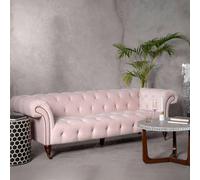 Suri Sofa - 3 Seater - Chesterfield - Pink Velvet Fabric - Studded