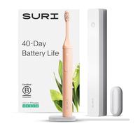 SURI Electric Toothbrush-Award-Winning Sustainable Electric Toothbrushes Adults, Slim Sonic Toothbrush & Accessories, 40+ Day Battery, Travel Toothbrush with UV Cleaning Case. Certified B Corp, Pink