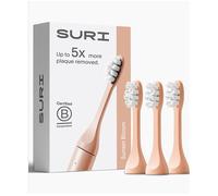 SURI Recyclable Plant-Based, Electric Toothbrush Heads - Built-in Tongue Scraper, Long Lasting Replacement Heads | Compatible Only with SURI Sonic Electric Toothbrush - Sunset Bloom, Pack of 3