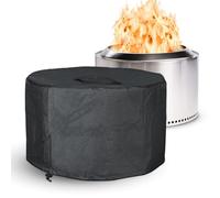 SURIEEN 29" Round Fire Pit Cover, Outdoor Garden Firepit Patio Heater Cover, 600D Oxford Fabric Firepit Covers Compatible with Solo Stove Bonfire Yukon Cover, Black, 29"D X 18"H (L)